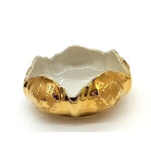 Vtg Kingwood Ceramics 22 K Weeping Gold 6" Planter Bowl MCM Hollywood Regency